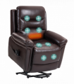HOMCOM Massage Recliner Chair, Lift Chair with Heat, USB, Remote, Brown