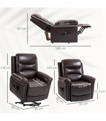 HOMCOM Massage Recliner Chair, Lift Chair with Heat, USB, Remote, Brown