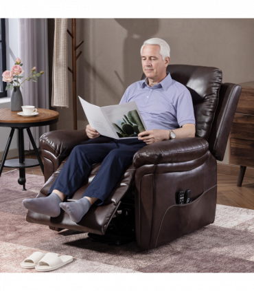 HOMCOM Massage Recliner Chair, Lift Chair with Heat, USB, Remote, Brown
