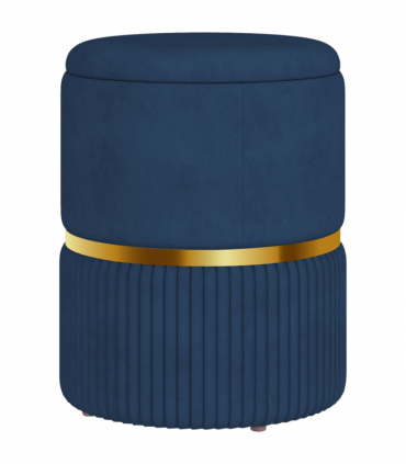 HOMCOM Round Pouffe, Storage Footstool with Cushioned Top, Hidden Space