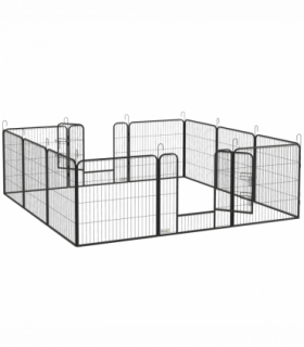 Steel Grey 80H x 80Wcm Heavy Duty Puppy Play Pen, 12 Panels Pet Exercise Pen