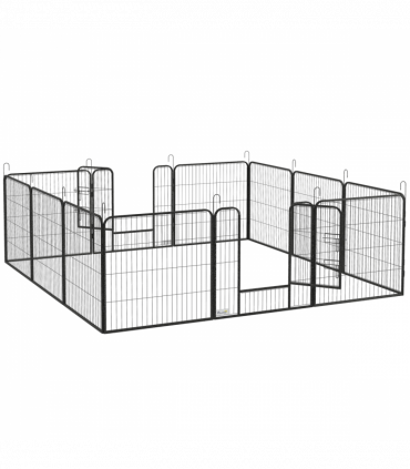 Steel Grey 80H x 80Wcm Heavy Duty Puppy Play Pen, 12 Panels Pet Exercise Pen