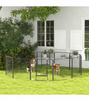 Steel Grey 80H x 80Wcm Heavy Duty Puppy Play Pen, 12 Panels Pet Exercise Pen
