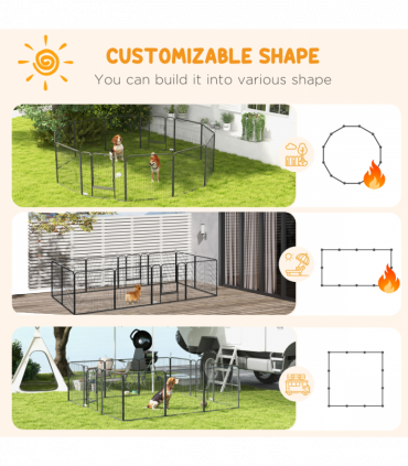 Steel Grey 80H x 80Wcm Heavy Duty Puppy Play Pen, 12 Panels Pet Exercise Pen
