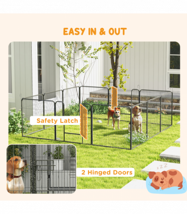 Steel Grey 80H x 80Wcm Heavy Duty Puppy Play Pen, 12 Panels Pet Exercise Pen