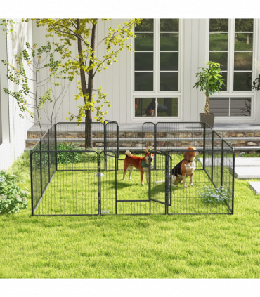 Steel Grey 80H x 80Wcm Heavy Duty Puppy Play Pen, 12 Panels Pet Exercise Pen