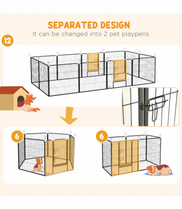 Steel Grey 80H x 80Wcm Heavy Duty Puppy Play Pen, 12 Panels Pet Exercise Pen