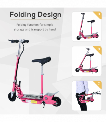 Teen Foldable Electric Scooter Electric Battery 120W w/ Brake Kickstand HOMCOM