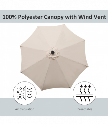 Garden Parasol Umbrella Creamy White High-grade Polyester 2.7m x 2.7m x 2.4m