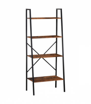 4-Tier Minimalistic Ladder Shelf Unit Steel Frame Home Display Storage
