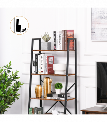 4-Tier Minimalistic Ladder Shelf Unit Steel Frame Home Display Storage