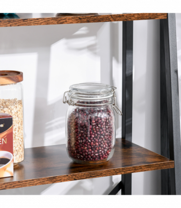 4-Tier Minimalistic Ladder Shelf Unit Steel Frame Home Display Storage