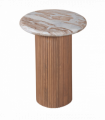 Ashford Natural Marble & Wood Pedestal Side Table