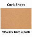Cork Sheet - 915x305mm - 1mm - Décor and DIY - Pack of 4