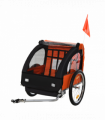 HOMCOM 18m+ 2-Seat Child Bike Trailer for Kid w/ Steel Frame Seat Belt Orange