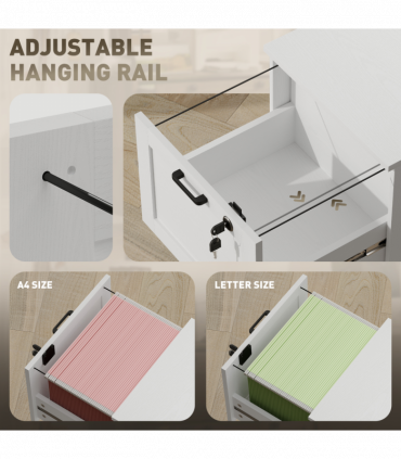 HOMCOM 2-Drawer File Cabinet, Lockable Filing Cabinet for A4 Letter, White