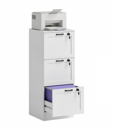 HOMCOM 3-Drawer File Cabinet, Lockable Filing Cabinet for A4 Letter, White