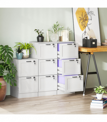 HOMCOM 3-Drawer File Cabinet, Lockable Filing Cabinet for A4 Letter, White