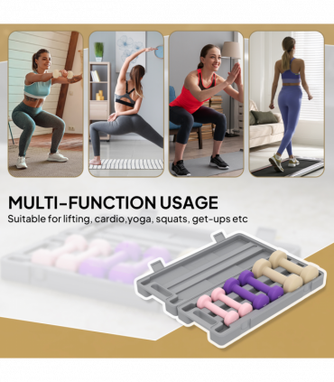 HOMCOM 6kg Dumbbell Set, Weights Fitness Dumbbells, Pink, Purple, Brown