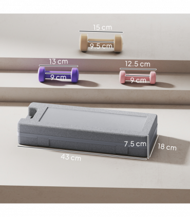 HOMCOM 6kg Dumbbell Set, Weights Fitness Dumbbells, Pink, Purple, Brown