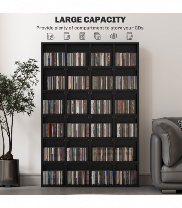 HOMCOM DVD CD Media Storage Rack, Video Display Unit, 89 x 130.5 cm, Black