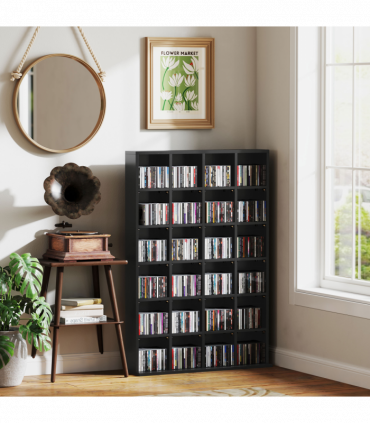 HOMCOM DVD CD Media Storage Rack, Video Display Unit, 89 x 130.5 cm, Black