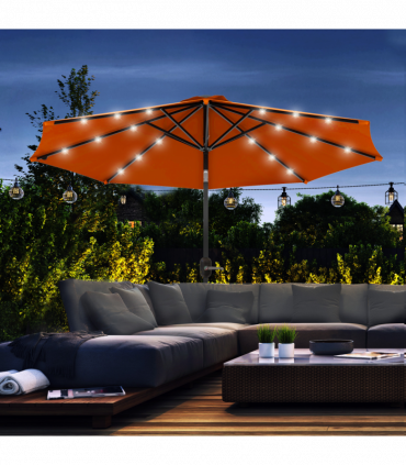 Outsunny 24 LED Solar Powered Parasol Umbrella Garden Tilt Outdoor String Light