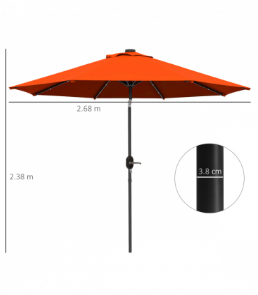 Outsunny 24 LED Solar Powered Parasol Umbrella Garden Tilt Outdoor String Light