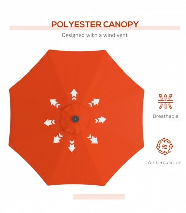 Outsunny 24 LED Solar Powered Parasol Umbrella Garden Tilt Outdoor String Light