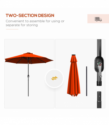 Outsunny 24 LED Solar Powered Parasol Umbrella Garden Tilt Outdoor String Light