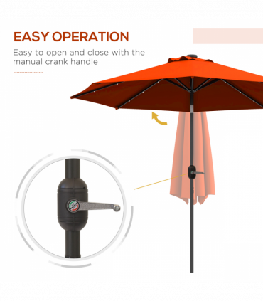 Outsunny 24 LED Solar Powered Parasol Umbrella Garden Tilt Outdoor String Light