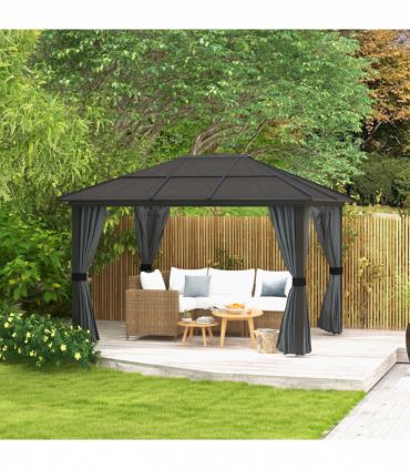 Outsunny 3 x 3.6m Aluminium Hardtop Gazebo Canopy with Polycarbonate Top
