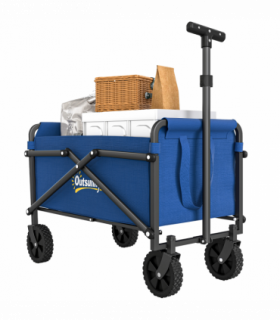 Outsunny 41L Festival Trolley, 60kg Heavy Duty Folding Trolley Cart, Blue