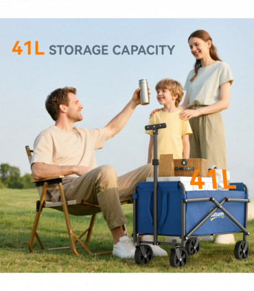 Outsunny 41L Festival Trolley, 60kg Heavy Duty Folding Trolley Cart, Blue