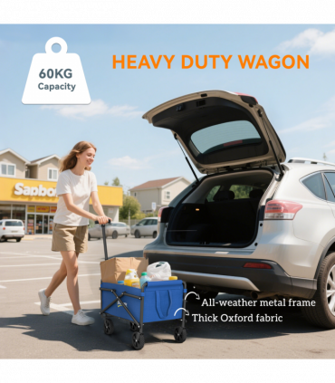 Outsunny 41L Festival Trolley, 60kg Heavy Duty Folding Trolley Cart, Blue