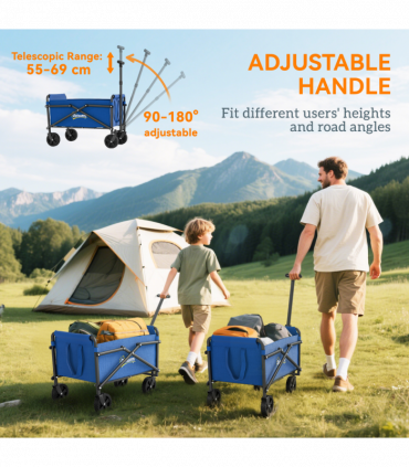 Outsunny 41L Festival Trolley, 60kg Heavy Duty Folding Trolley Cart, Blue