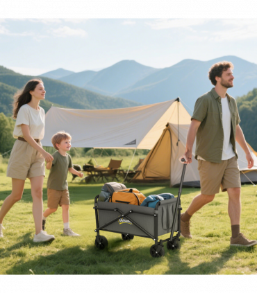 Outsunny 41L Festival Trolley, 60kg Heavy Duty Folding Trolley Cart, Grey