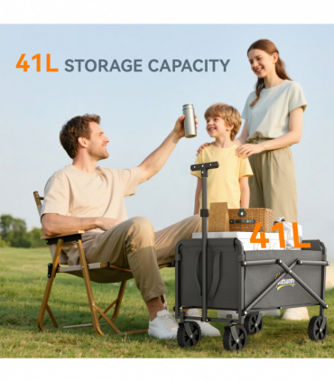 Outsunny 41L Festival Trolley, 60kg Heavy Duty Folding Trolley Cart, Grey