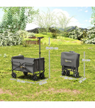 Outsunny 41L Festival Trolley, 60kg Heavy Duty Folding Trolley Cart, Grey