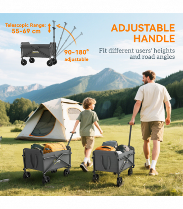Outsunny 41L Festival Trolley, 60kg Heavy Duty Folding Trolley Cart, Grey