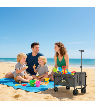 Outsunny 41L Festival Trolley, 60kg Heavy Duty Folding Trolley Cart, Grey