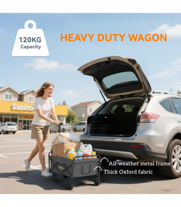 Outsunny 62L Festival Trolley, 120kg Heavy Duty Folding Trolley Cart, Grey