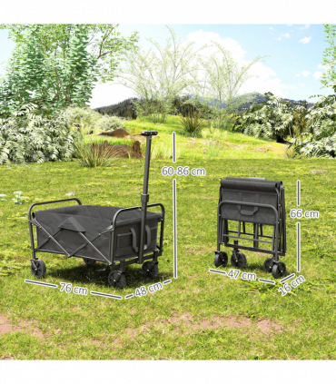 Outsunny 62L Festival Trolley, 120kg Heavy Duty Folding Trolley Cart, Grey