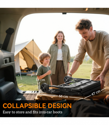 Outsunny 62L Festival Trolley, 120kg Heavy Duty Folding Trolley Cart, Grey