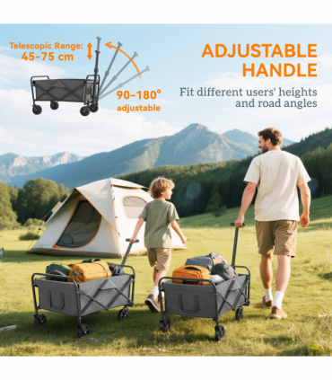 Outsunny 62L Festival Trolley, 120kg Heavy Duty Folding Trolley Cart, Grey