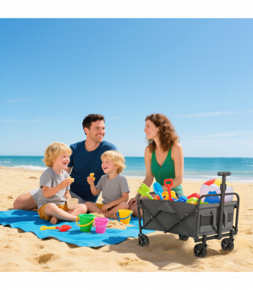 Outsunny 62L Festival Trolley, 120kg Heavy Duty Folding Trolley Cart, Grey