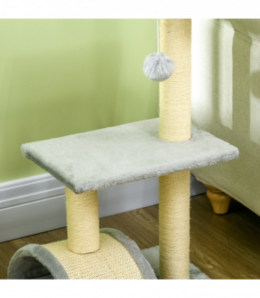 PawHut 72cm Cat Tree Climbing Tower with Sisal Scratching Post - Light Grey