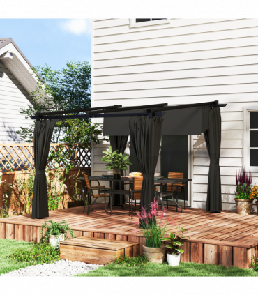 Premium Retractable Pergola Canopy with Private Curtains for Outdoor Spaces