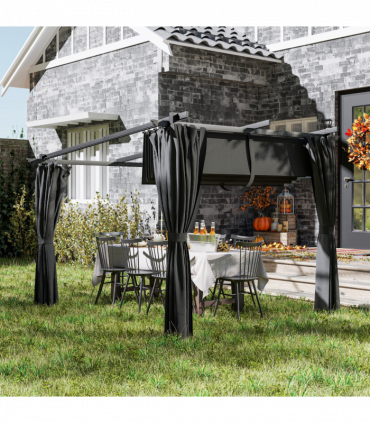 Premium Retractable Pergola Canopy with Private Curtains for Outdoor Spaces