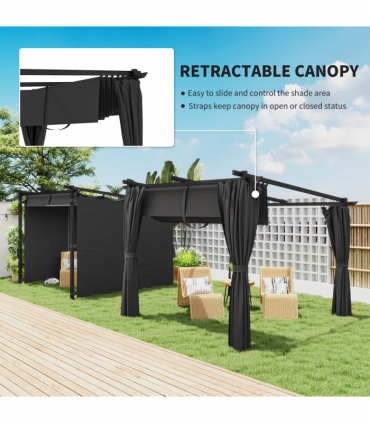 Premium Retractable Pergola Canopy with Private Curtains for Outdoor Spaces